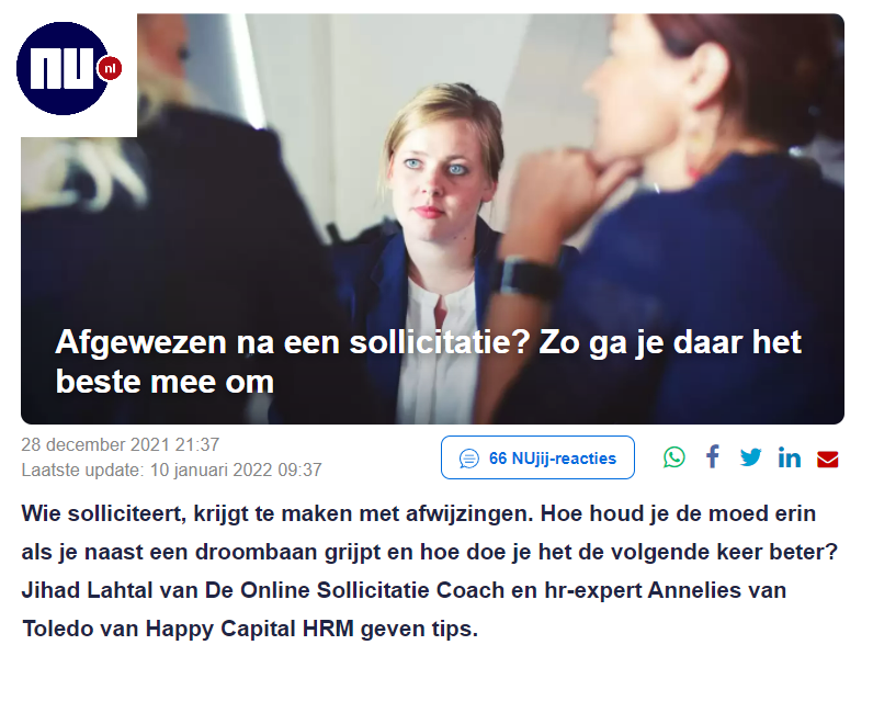 Afgewezen na een sollicitatie? Zo ga je daar het beste mee om [Nu.nl artikel]